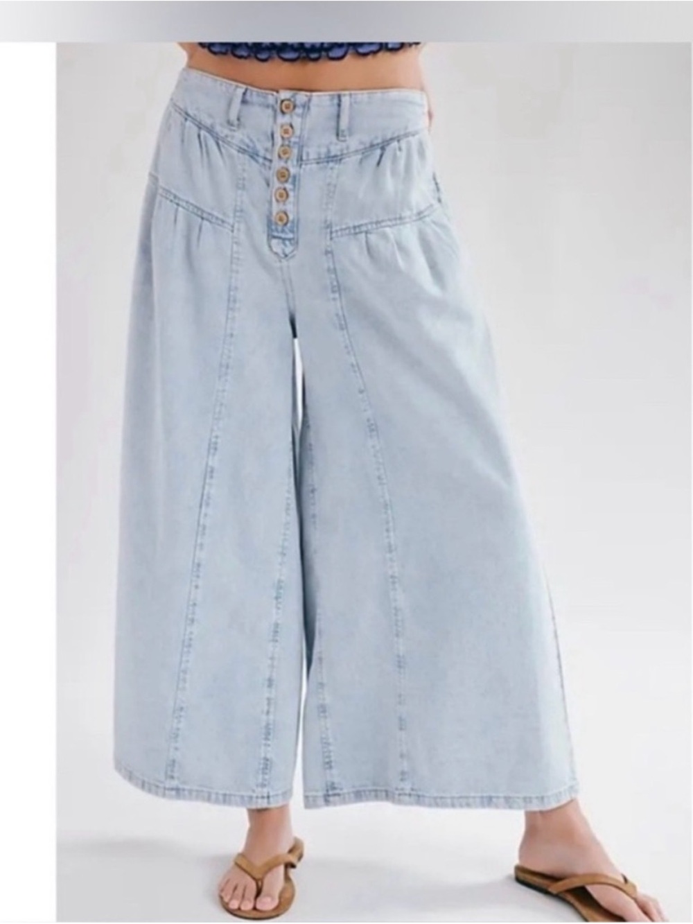 NWT Free People We The Free Blossom Pull-On Jeans - light sunny day sky blue - L - Picture 3 of 8